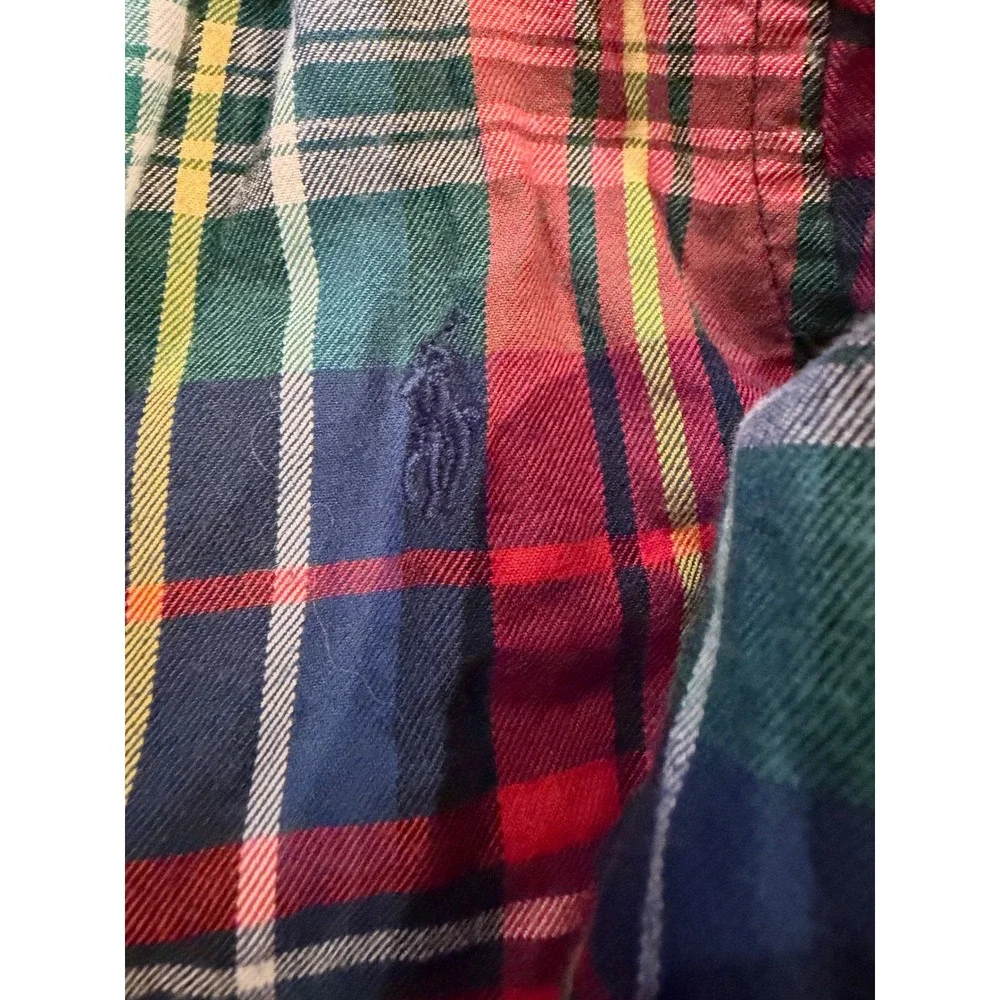 Ralph Lauren Boys Multi Color Plaid Button Down Shirt Long Sleeve Cotton 3T